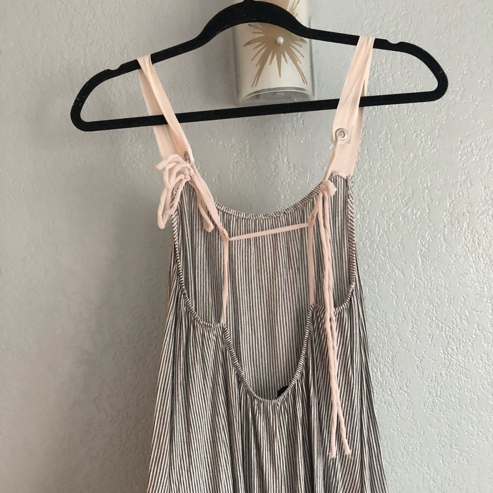 Zara open-back pinstripe maxi dress with pockets
